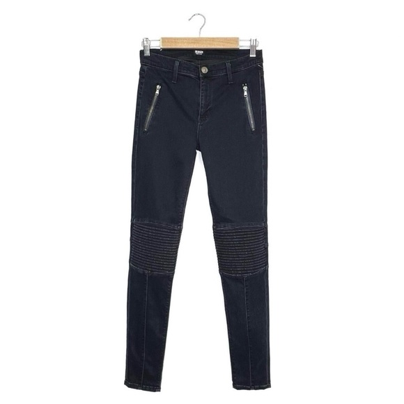 Hudson Jeans Stark Moto Pant Skinny Blue Wild Dark Wash Blue Size 27 (4) New NWT - Picture 1 of 12